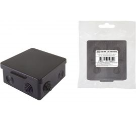 Распаячная коробка TDM ОП 80x80x50мм, крышка, IP54, 7 входов, черная, индивидуальный штрихкод SQ1401-0912 