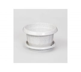 Цветочный горшок с поддоном ПАО Завод Буревестник 1 л, белый мрамор 70196 