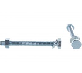 Болт с шестигранной головкой в комплекте с гайкой, шайбой, шайбой пружинной, ЗУБР, МАСТЕР, 303436-06-060 