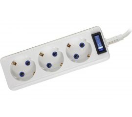 Удлинитель КОСМОС 10А 3 гнезда ПВС 3х0,75 3м с заземлением и кнопкой Россия YKsm3m-3g-Z-V(10A)P 