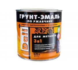 Грунт-эмаль по ржавчине РОГНЕДА Dali 3 в 1 графитовая, серая Ral 7024, 0.75 л 232348 