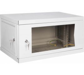 Настенный разборный шкаф КДДС 19"", 9U, стеклянная дверь, 600x350, серый УТ000003579 