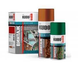 Набор эмалей-аэрозолей KUDO ""ВИНТАЖ"" для декоративной окраски, старинная медь 11604418 