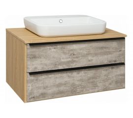 RUNO Тумба Мальта 85 серый/дуб под умывальник Moduo Square 50/Гамма 56 00-00001100 