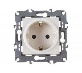Розетка ЭРА 12-2102-02 2P+E Schuko со шторками, 16A-250В, IP20, слоновая кость Б0014688 