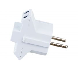 Разветвитель-переходник адаптер AY-KA тройник 3 гн. 10A 250В плоская вилка, белый AY-KA 7714700 