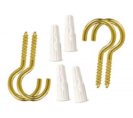 Крюк-шуруп ЕВРОПАРТНЕР латунир. d4,1хL50 в компл. c дюбелем MULTI 6x25 4шт. MP 307 17 