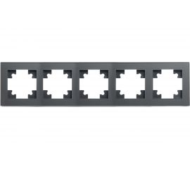 Горизонтальная 5-местная рамка STEKKER серия Катрин, GFR00-7005-06, графит 39642 