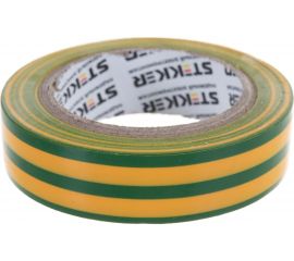 Изоляционная лента STEKKER 0,13x15 мм, 10 м, желто-зеленаяя, INTP01315-10 32827 