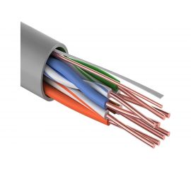 Кабель REXANT UTP 4PR 24AWG, CU , CAT5e, 100 МГц, PVC, серый, бухта 100 м 01-0043-100 