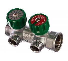 Регулирующий коллектор FAR 3/4" ВР-НР с 2 отв. 1/2" НР межосев. 45 мм FK 3821 3412 