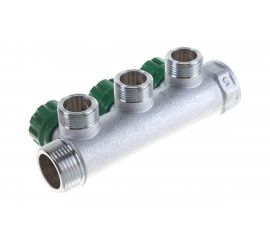 Регулирующий коллектор FAR 1"" ВР-НР с 3 отв. 3/4"" НР межосев. 45 мм, плск.упл. FK 3822 134TP 