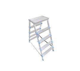 Двусторонняя алюминиевая стремянка с широкой площадкой Евродизайн 5 ступеней STR2-AL-5EP 