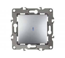 Выключатель с подсветкой ЭРА 12-1102-03 10АХ-250В, IP20, алюминий Б0014635 