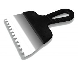 Зубчатый шпатель DECOR 250 мм, ширина 55 мм, толщина 0,38 мм, зуб 6x6 мм, пласт. ручка, нерж. сталь 