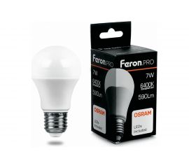Светодиодная лампа FERON PRO LB-1007 шар E27 7W 6400K OSRAM LED 38025 