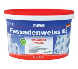 Фасадная краска Пуфас FASSADENWEISS белая Основа A морозостойкая 10л 14,9кг ФВ тов-042475 