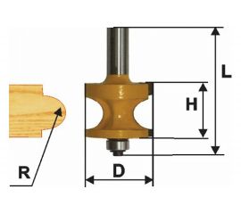 Фреза кромочная полустержневая (19х65х16 мм; R3.2 мм; хвостовик 12 мм) Энкор 10555 