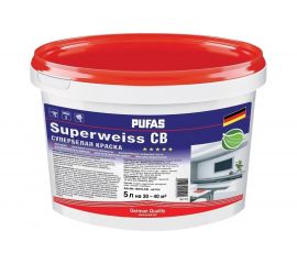 Интерьерная моющаяся краска Пуфас SUPERWEISS супербелая мороз. 10л 16,2кг СВ тов-042470 