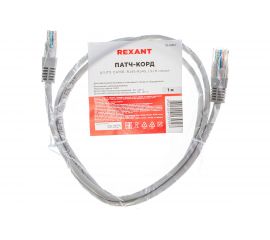 Патч-корд REXANT UTP категория 5e, LSZH, длина 1 метр, неэкранированный, серый 18-8002 