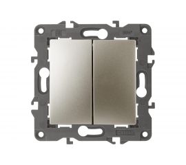 Двойной выключатель ЭРА 14-1104-04 10АХ-250В, IP20, Elegance, шампань Б0034233 