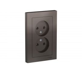 Розетка Schneider Electric 2-м ATLAS DESIGN без заземления, 16А, в сборе, мокко ATN000620 1240358 