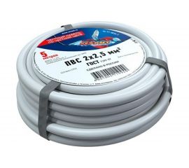 Соединительный провод REXANT ПВС 2x2,5 кв.мм, длина 5 метров, ГОСТ 7399-97 01-8036-5 