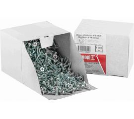Универсальный саморез КВАДРА 4x16 белый, потайная голова, цинк, кор. 1000 шт. 403016501000 