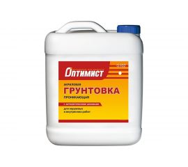 Проникающая грунтовка Оптимист G102 акриловая, для наружных и внутренних работ, 10 л OPG005 