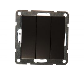 3-клавишный выключатель LK Studio схема 1+1+1, 16 A, 250 B, черный бархат 862108-1 