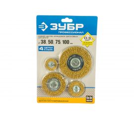 Набор щеток дисковых для дрели, проволока 0.3 мм, 4 шт. Зубр 3521-H4_z03 