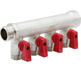 Коллектор VRT 3/4""x1/2"", с отсечными кранами, 4 выхода 531863 