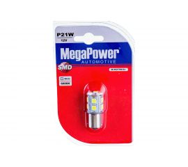 Автолампа MEGAPOWER P21W BA15s 13 SMD 5050 WHITE M-56275Wбл 