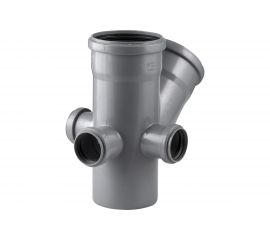 Канализационная крестовина RTP с выходом вперед на 45 градусов, 110/110/50/50/50 л+п+т 36536 