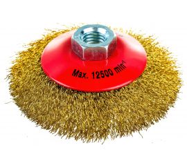 Щетка коническая для УШМ (латунированная проволока 0,3 мм, 100 мм) MIRAX 35143-100 