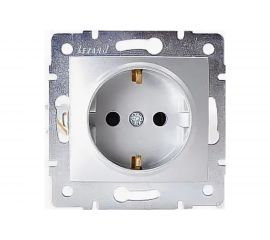 Розетка LEZARD KARINA с защитой от детей, ПБТ, матовое серебро 707-4388-124B 