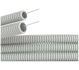 Гибкая гофрированная труба DKC ПВХ д.16 мм, тяжёлая, с протяжкой, 100м, цвет серый 91516 