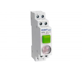 Модульная кнопка CHINT NP9-12D3/1 с подсветкой, 1НО+2НЗ, AC/DC 230В, зеленая 584075 