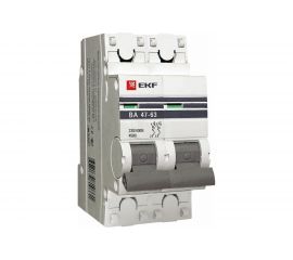 Автоматический двухполюсный выключатель EKF 63А С ВА47-63 4.5кА PROxima mcb4763-2-63C-pro 4867258 