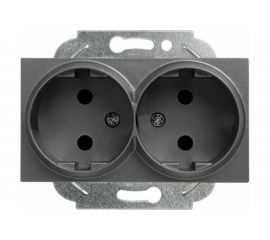 2-ая розетка Panasonic модуль, б/з темно-серый Karre Plus WKTT0204-2DG 