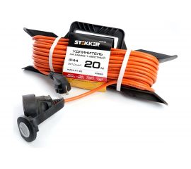 1-местный удлинитель-шнур на рамке STEKKER с заземлением HM04-01-20, 3х1,0мм2, 20м, 10А, Home, оранжевый 39628 
