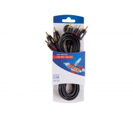 Кабель REXANT 3RCA - 3RCA 1.5 м, Gold 06-3050 