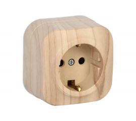 1-ая розетка IEK РС20-3-ХС с з/к о/у 16А GLORY сосна ERH11-K34-16 