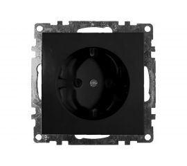 1-местная розетка STEKKER с защитной шторкой с заземлением механизм, 16А, Катрин, GLS16-7110-05, черный 39610 