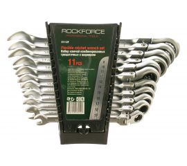 Набор комбинированных трещоточных ключей с шарниром ROCKFORCE 8-19мм 11 предметов RF-51112F 