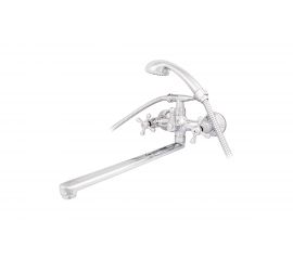 Смеситель для ванны Mix&Fix Соффрон двуручный, с аксессуарами, с L-изливом, 350 мм тов-114497 