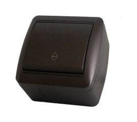 1-клавишный выключатель на 2 направления TDM открытой установки IP44 10А шоколад "Селигер" SQ1818-0211 