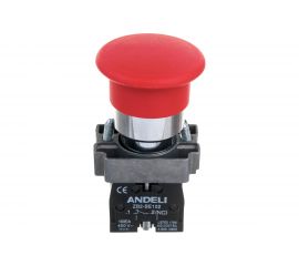 Кнопка ANDELI XB2-BC45 Грибок, без подсветки, красный, 1НЗ+1НО ADL10-067 