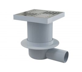 Трап Alca Plast регулирующий, горизонтальный выпуск, гидрозатвор, Дн50 решетка нерж сталь, 150х150 мм APV5411 004-0794 