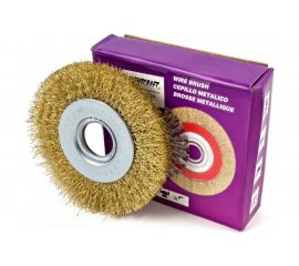 Щётка крацовка дисковая, латунированная проволока, 100 мм, без гайки, 1 шт., для УШМ Orientcraft CIR010042312 